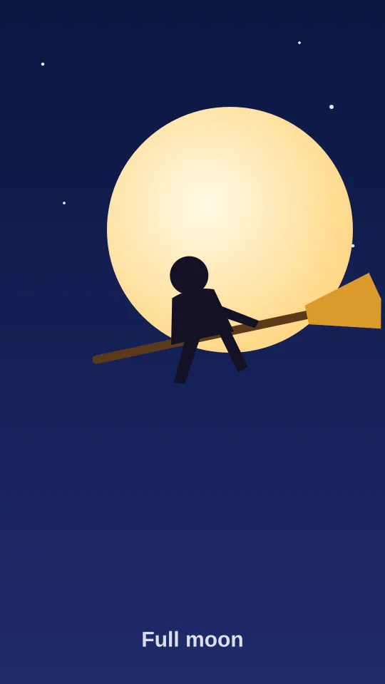Broom riding AI video – full moon broom ride